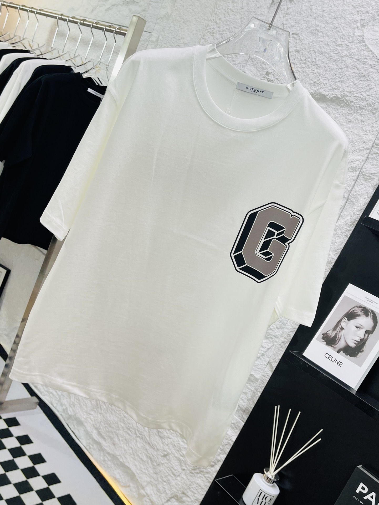 Givenchy gvc 24SS Perfect detail processing Heavy 300g letter T-shirt Color Bl