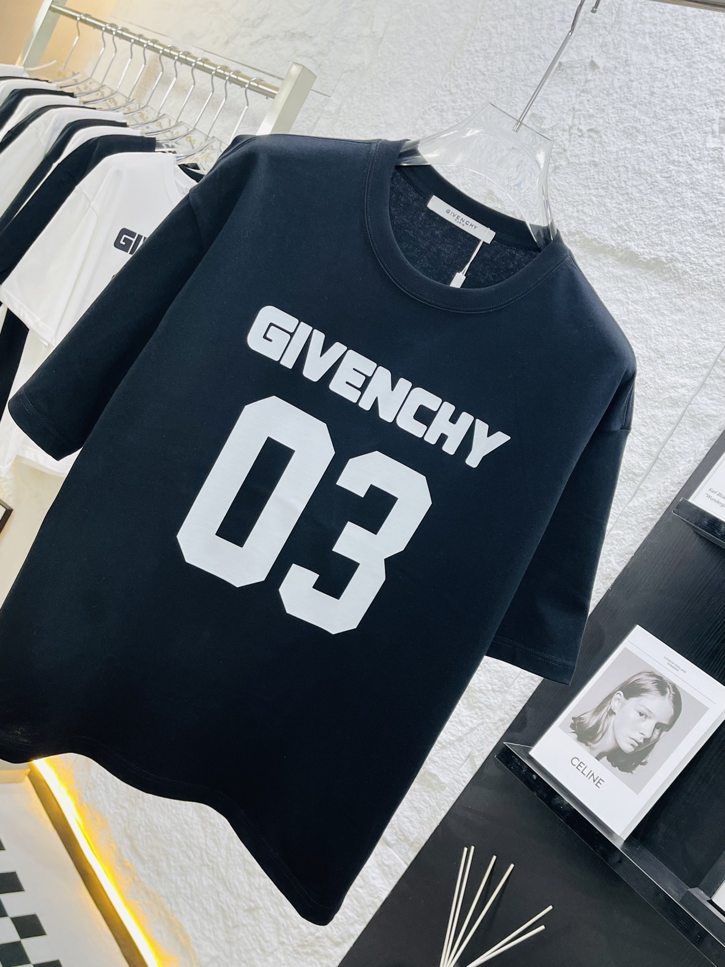 Givenchy gvc 24SS Perfect detail processing Heavy 300g letter T-shirt Color Bl