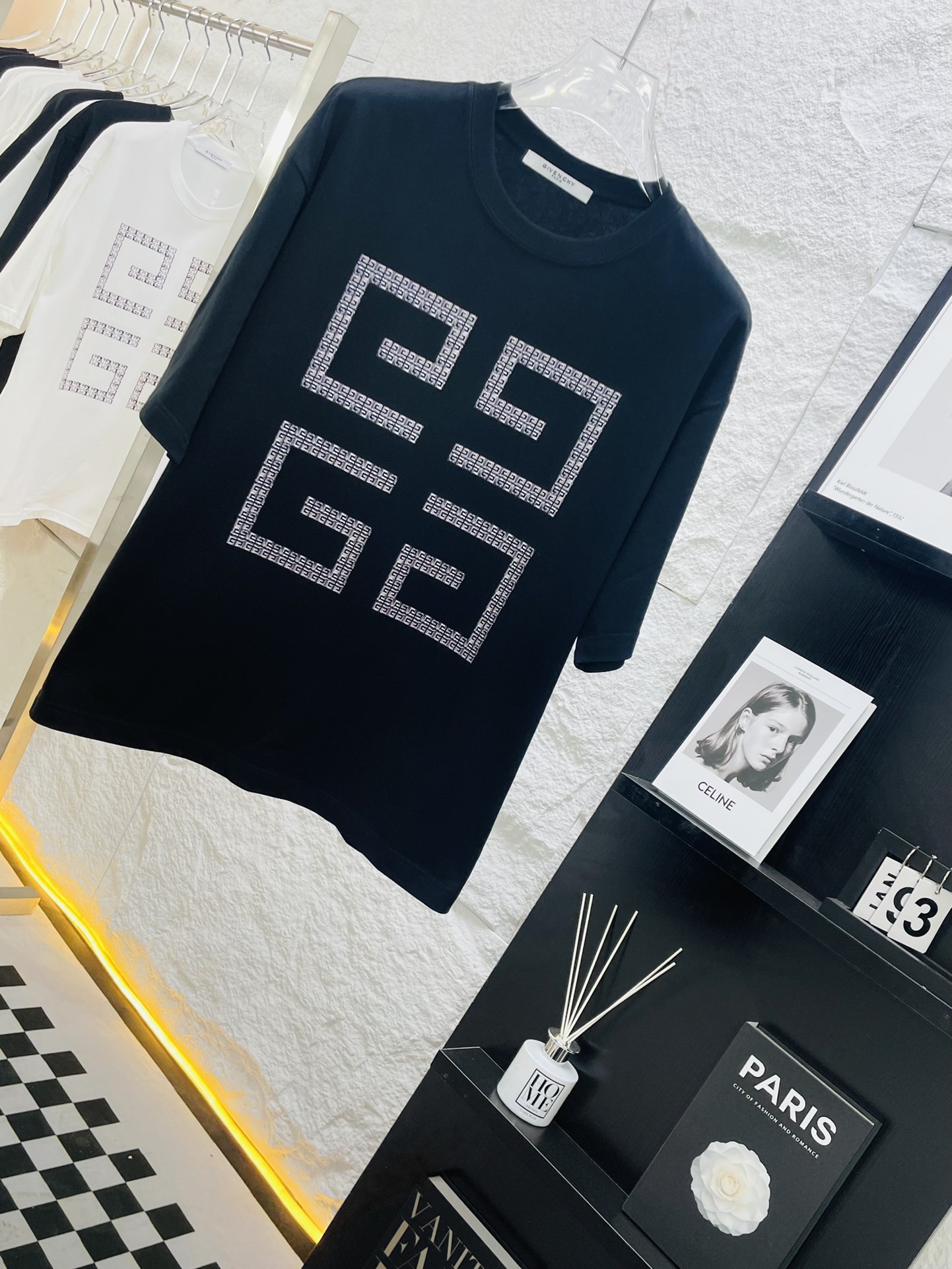 Givenchy Gvc24SS Perfect detail processing Heavy 300g letter T-shirt Color Bla