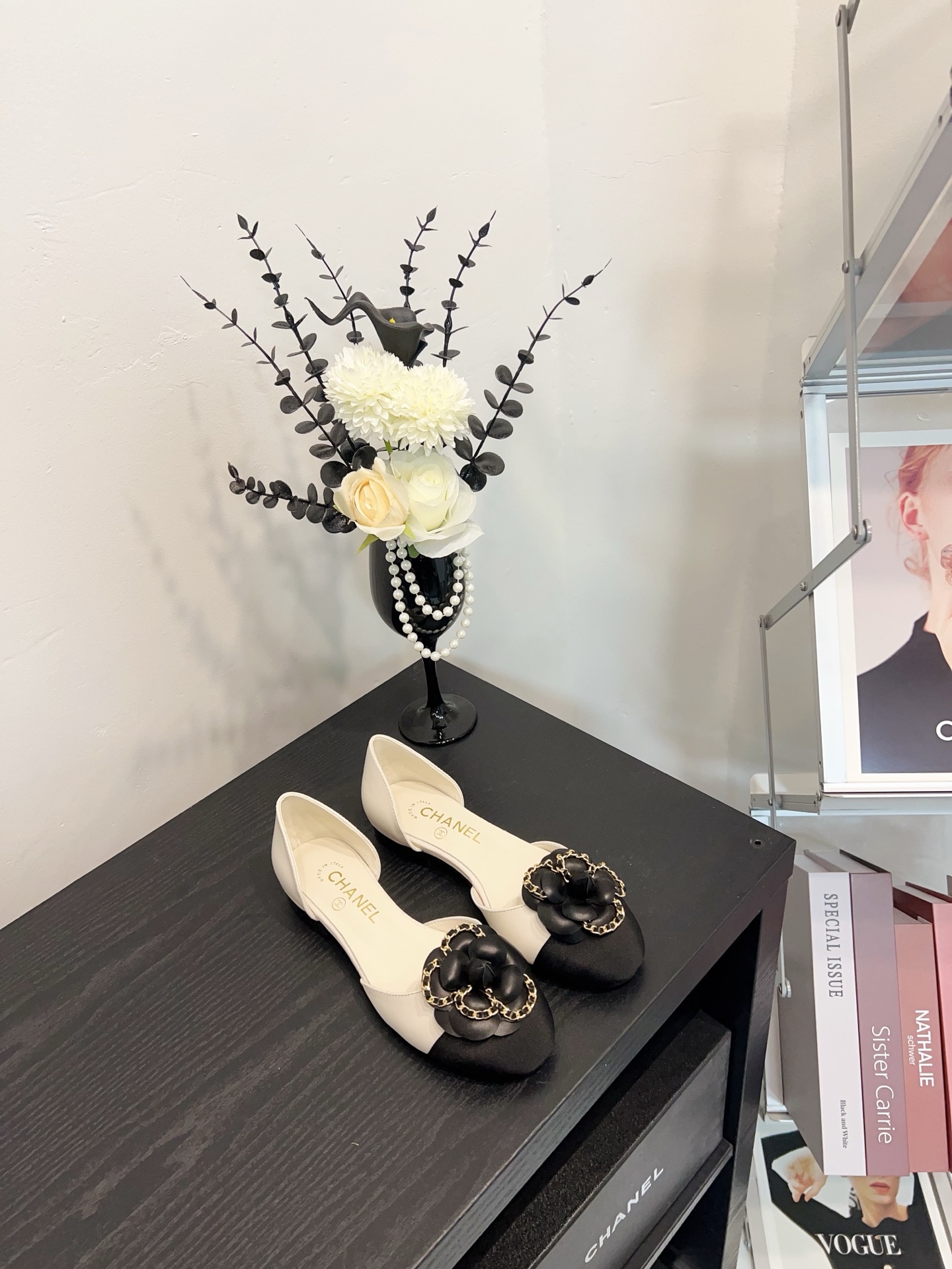 NO:238540,Beige-camellia hollow, single shoes19860909米白-山茶花中空,单鞋,Women's Shoes