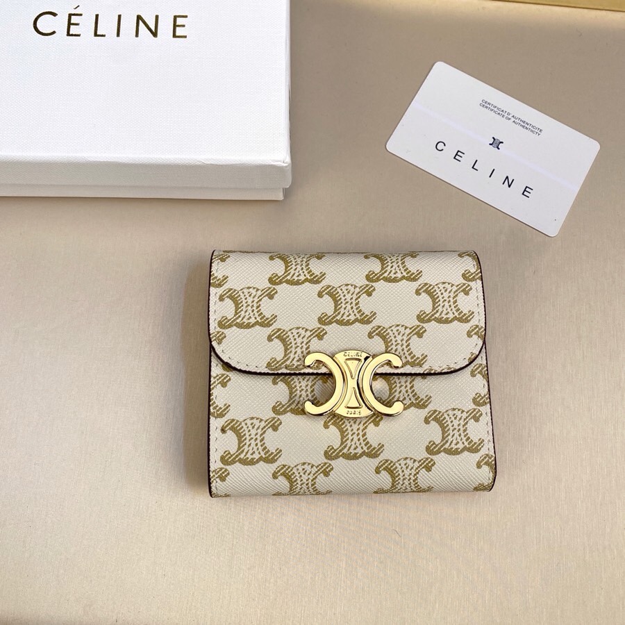 Celine Wallet Fake High Quality
 White Printing Cowhide Fashion