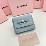MiuMiu Wallet Black Blue Pink Cowhide Fashion