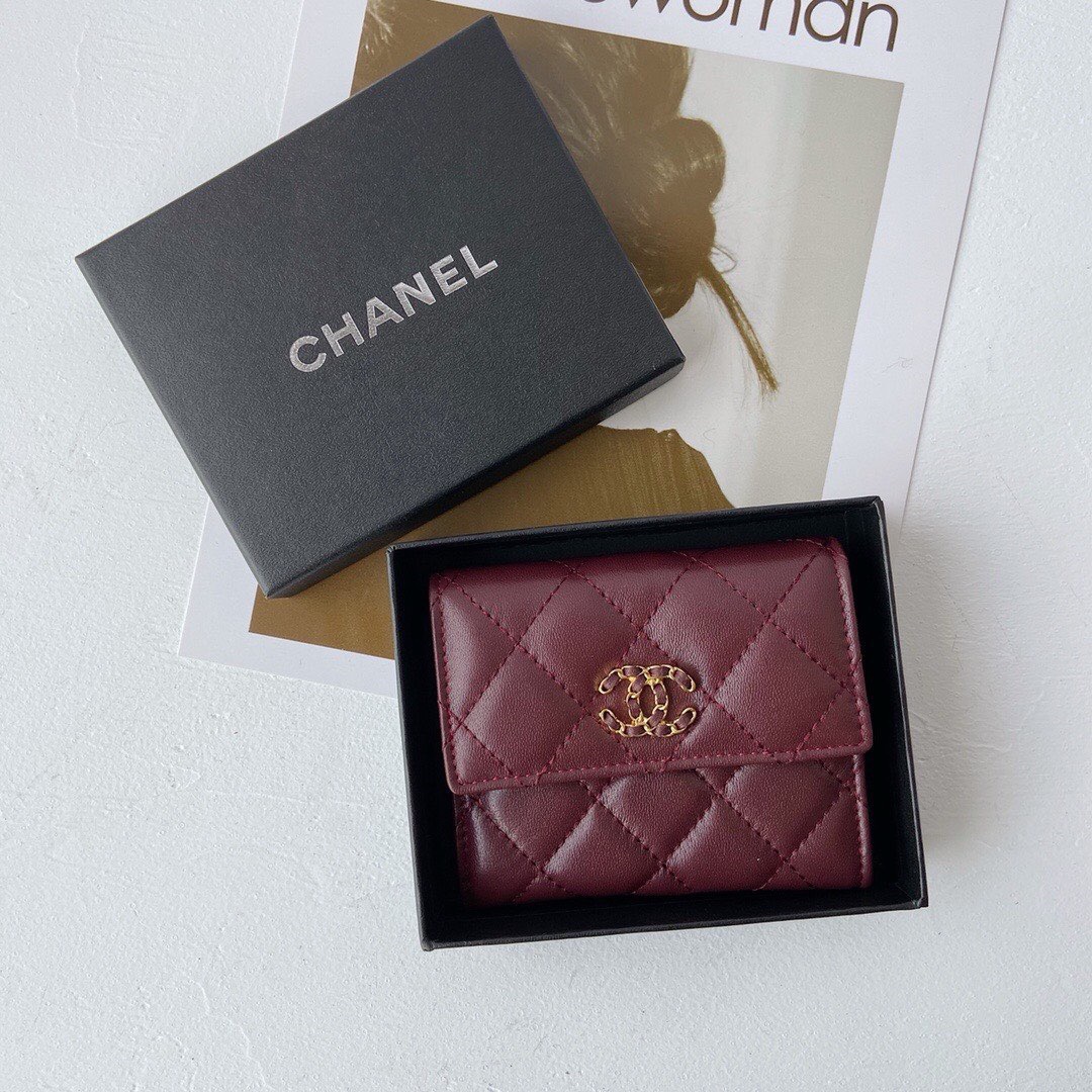 Chanel Wallet Wholesale Designer Shop
 Black Maroon Red Sheepskin Fall/Winter Collection