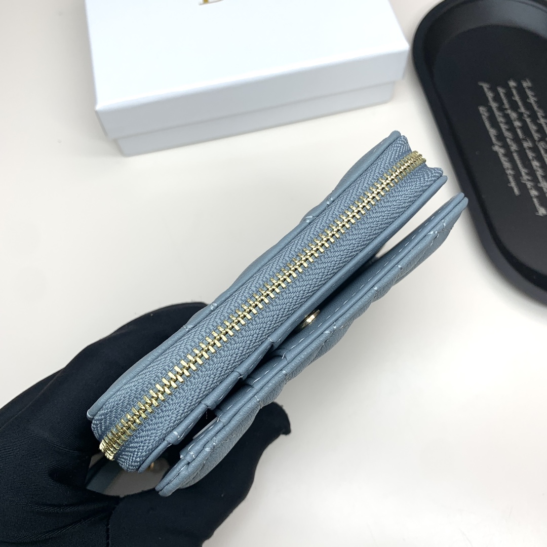 Dior Caro Blue-gray small wallet everyday