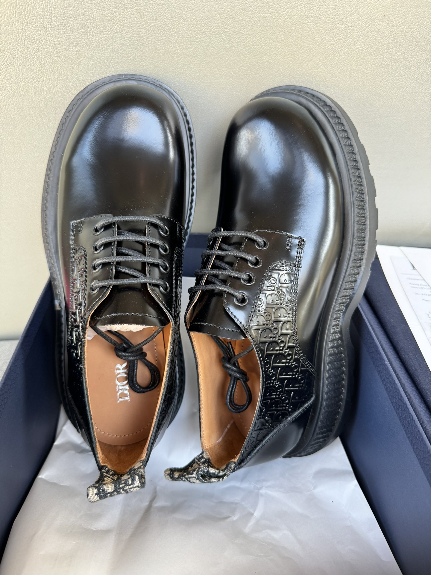 Dior Men's Leather Lace-Up Dress Shoes, Black, Sizes 39-44 8 i1711088888 4864 4