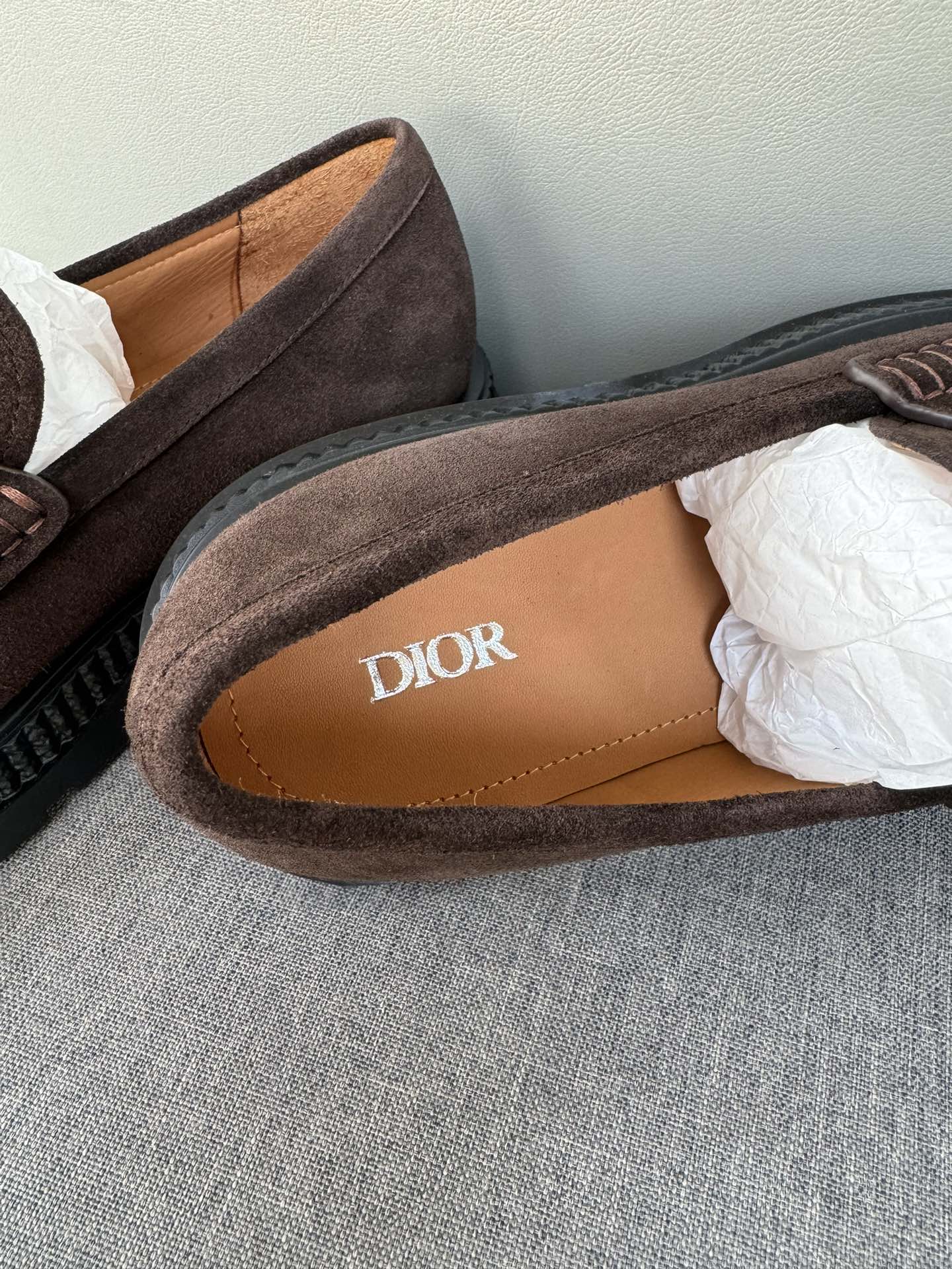 Dior Men's Casual Suede Loafers With Gold Logo Buckle, Brown, Sizes 39-44 6 i1711089567 2392 3