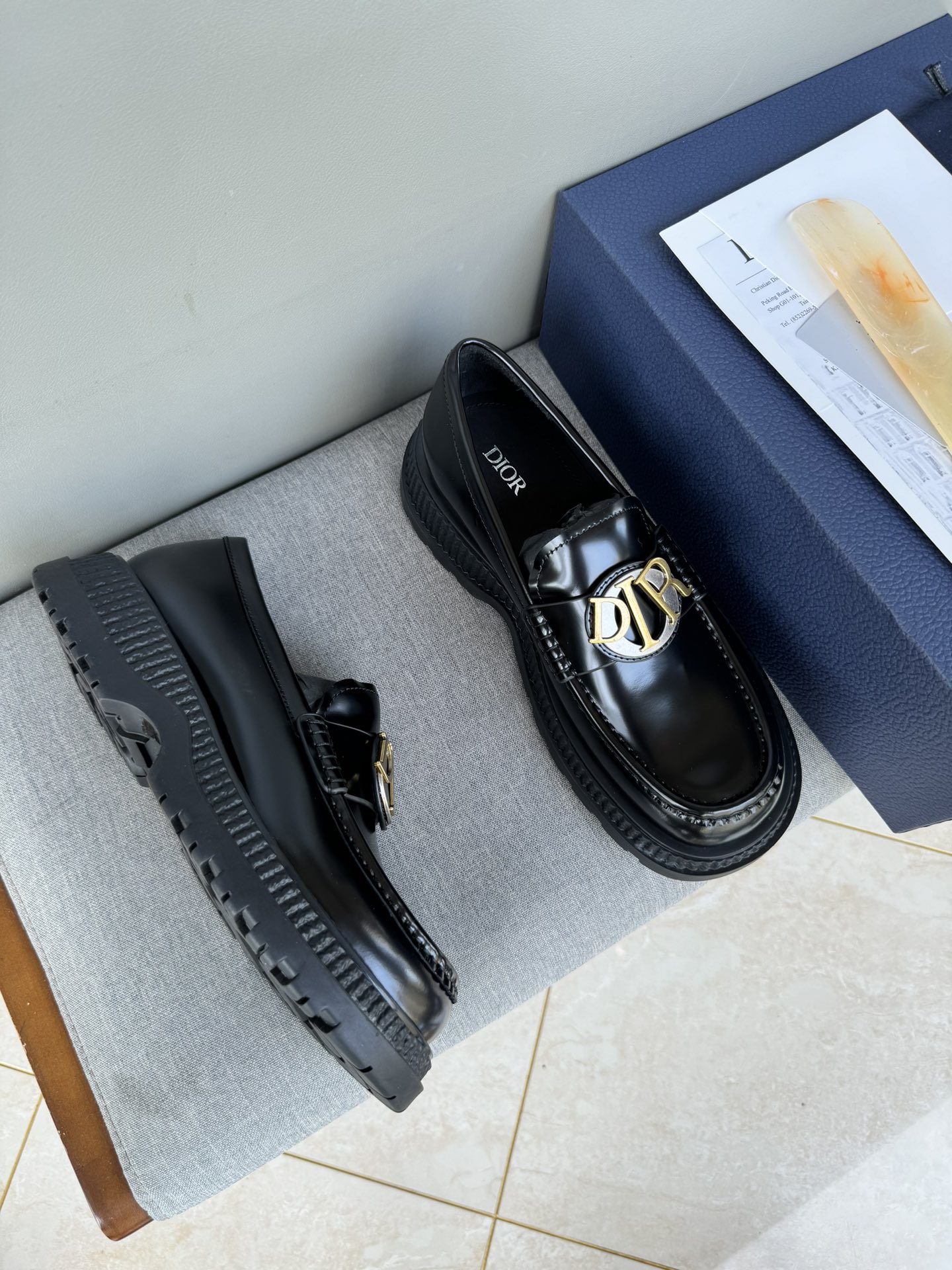Dior Men's Leather Loafers with Gold-Tone 'CD' Signature and Rubber Sole 3 i1711089729 6611 3