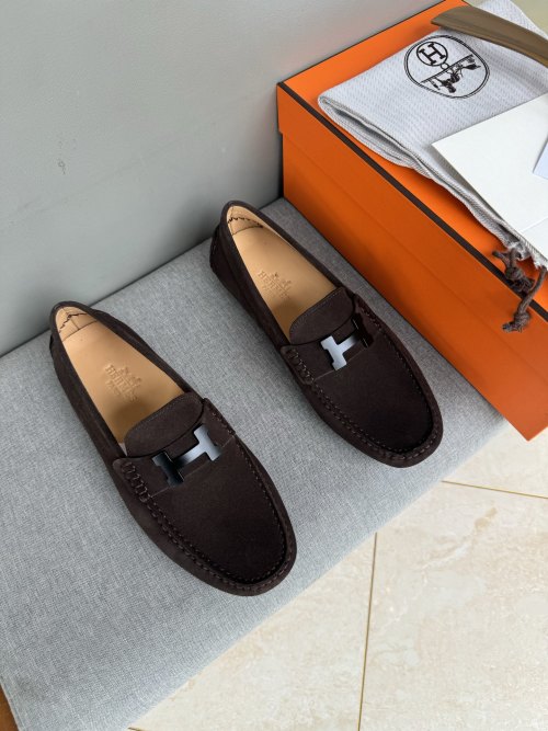 Hermes Handmade Driving Loafers - Premium Suede Leather Slip-Ons For Men 1 Hermes Handmade Driving Loafers - Premium Suede Leather Slip-Ons For Men