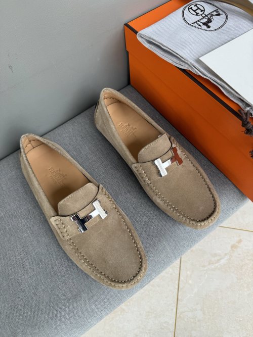 Hermes Handmade Driving Moccasins, Suede Loafers, Slip-Ons, Men's Shoes 1 Hermes Handmade Driving Moccasins, Suede Loafers, Slip-Ons, Men's Shoes