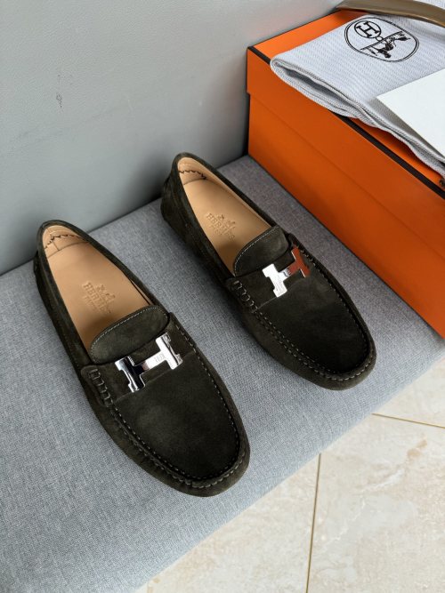 Hermès Handmade Suede Loafers for Men - Driving Moccasins 1 Hermès Handmade Suede Loafers for Men - Driving Moccasins