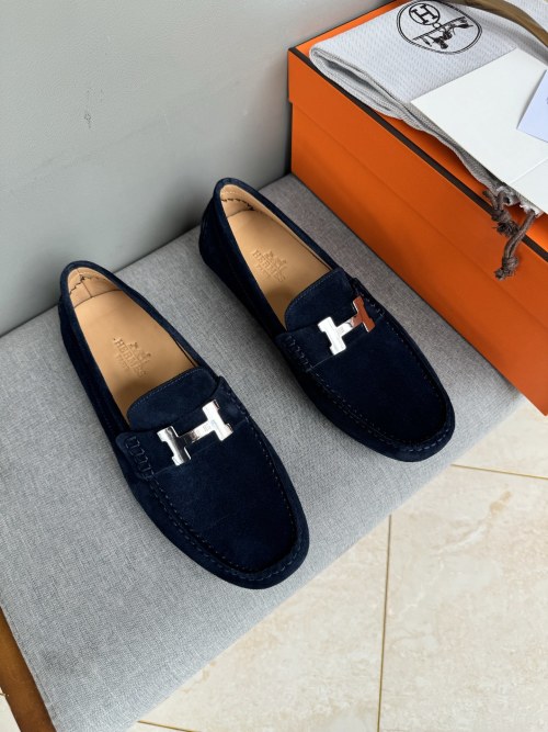 Hermès Handmade Suede Leather Loafers, Driving Moccasins for Men 1 Hermès Handmade Suede Leather Loafers, Driving Moccasins for Men