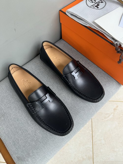 Hermes Handmade Leather Loafers, Driving Shoes for Men, Slip-Ons 1 Hermes Handmade Leather Loafers, Driving Shoes for Men, Slip-Ons