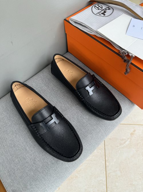 Hermes Men's Handmade Driving Moccasins, Genuine Leather, Slip-On Loafers 1 Hermes Men's Handmade Driving Moccasins, Genuine Leather, Slip-On Loafers