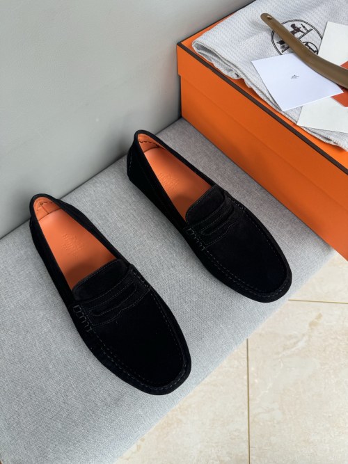 Hermes Men's Handmade Suede Loafers - Comfortable Slip-Ons, Size 39-44 1 Hermes Men's Handmade Suede Loafers - Comfortable Slip-Ons, Size 39-44