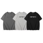 Carhartt Clothing T-Shirt Black Grey Light Gray Embroidery Unisex Cotton Spring/Summer Collection Short Sleeve