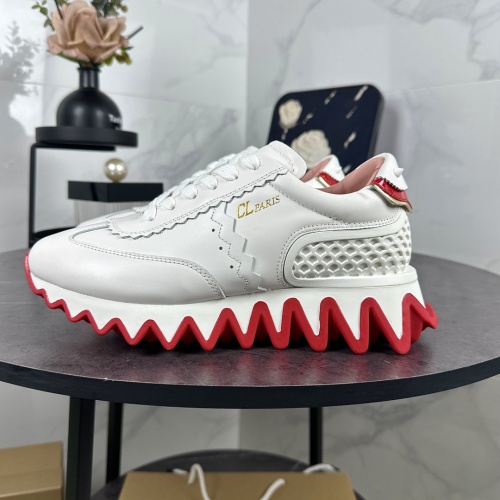 Christian Louboutin White Leather Shark Tooth Sole Sneakers, Size 35-48 1 Christian Louboutin White Leather Shark Tooth Sole Sneakers, Size 35-48