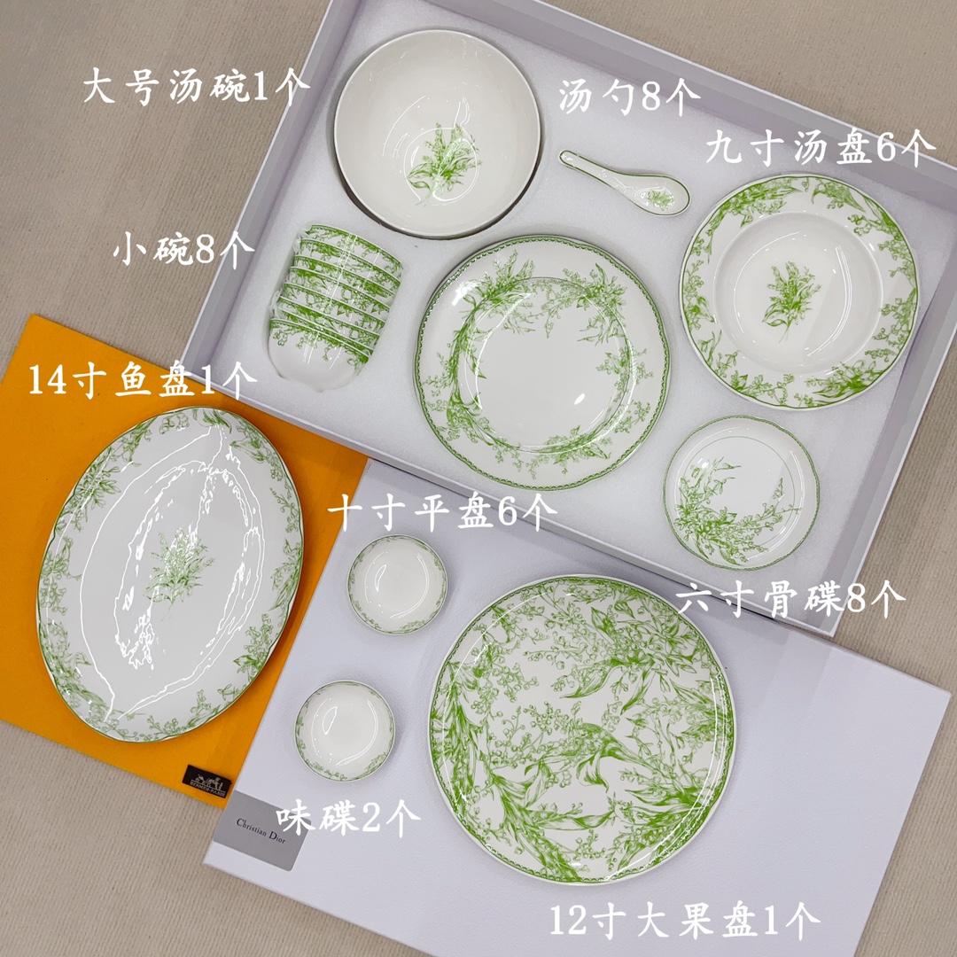Dior Lily of the Valley Tableware Set | 41-Piece Dinnerware Set