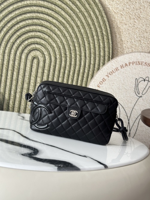 Chanel Black Leather Camera Bag with Quilted Design and CC Logo 1 Chanel Black Leather Camera Bag with Quilted Design and CC Logo