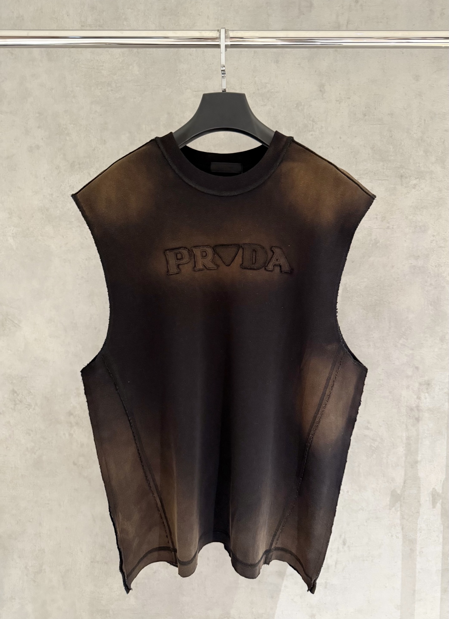 [Estricto control de calidad] PRADA Camiseta sin mangas con cuello redondo 320 gramos de tejido sintético resistente La…
