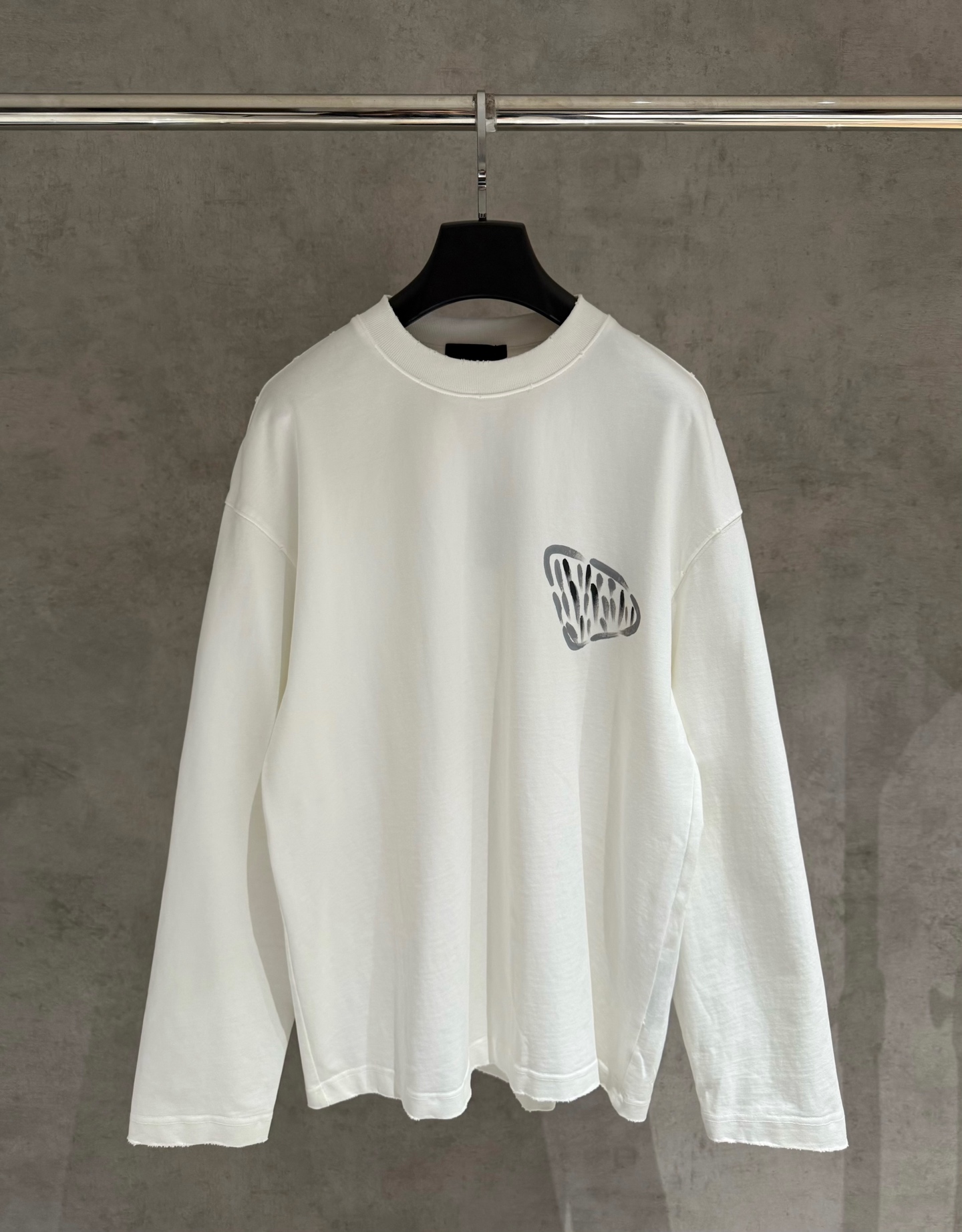 [Estricto control de calidad] Camiseta sudadera PRADA de manga larga pintada a mano. Tejido pesado de doble hilo de 420…