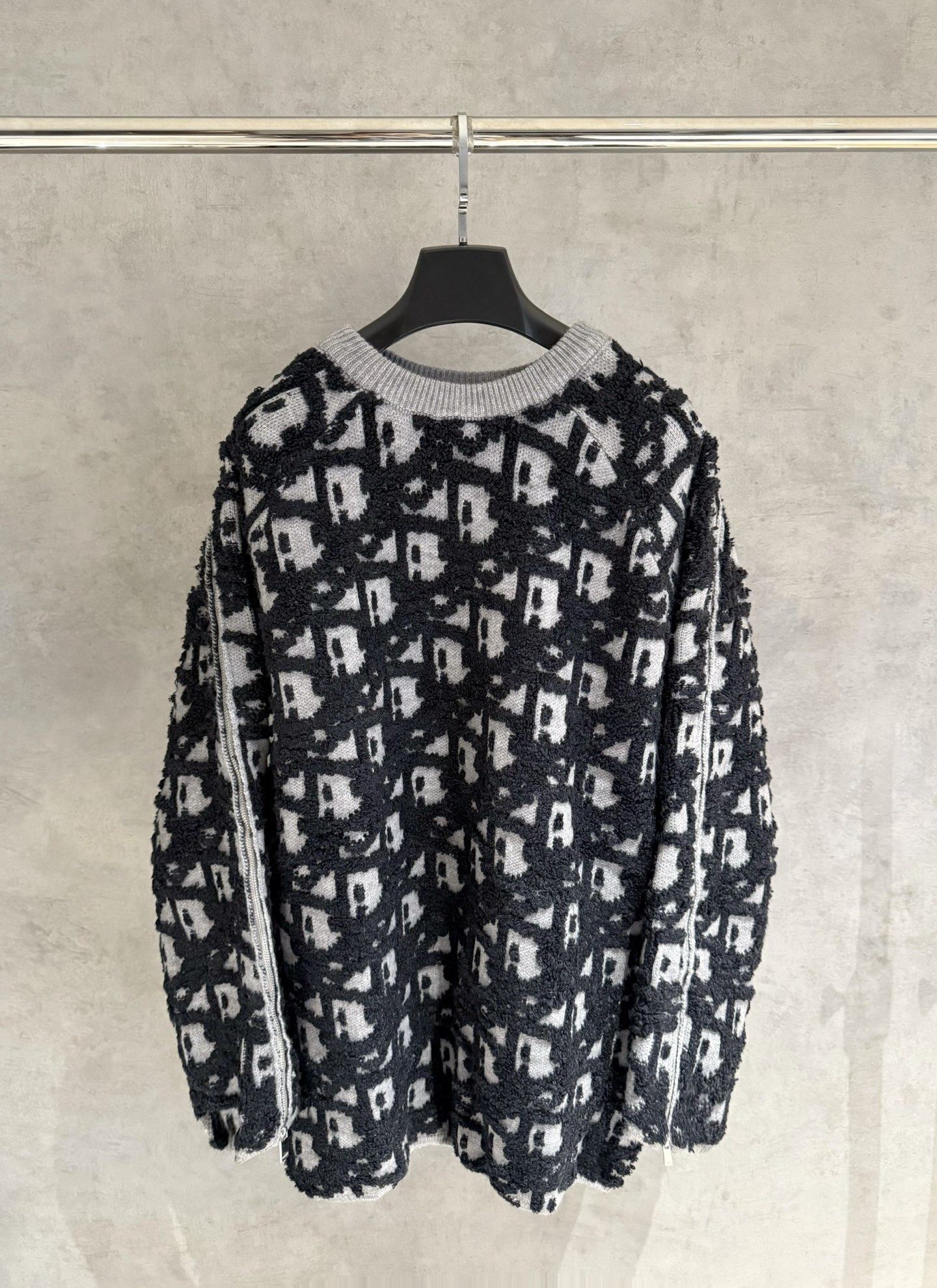 Dior Oblique Jacquard Wool-Blend Sweater, Long Sleeve, Round Neck