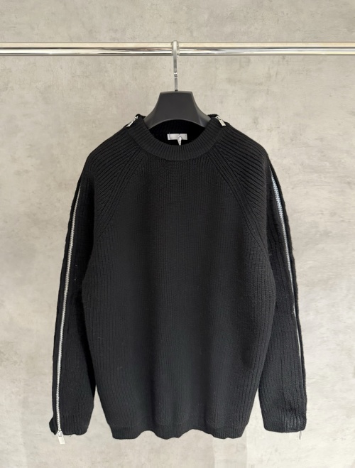 Dior Men's Black Knit Sweater Zipper Detail, Fashionable and Comfortable