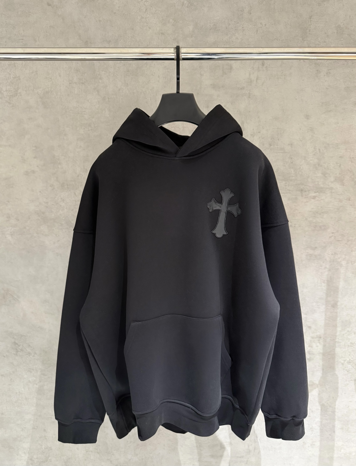 Chrome Hearts Cross Patch Hoodie Heavyweight Cotton Blend, Relaxed Fit