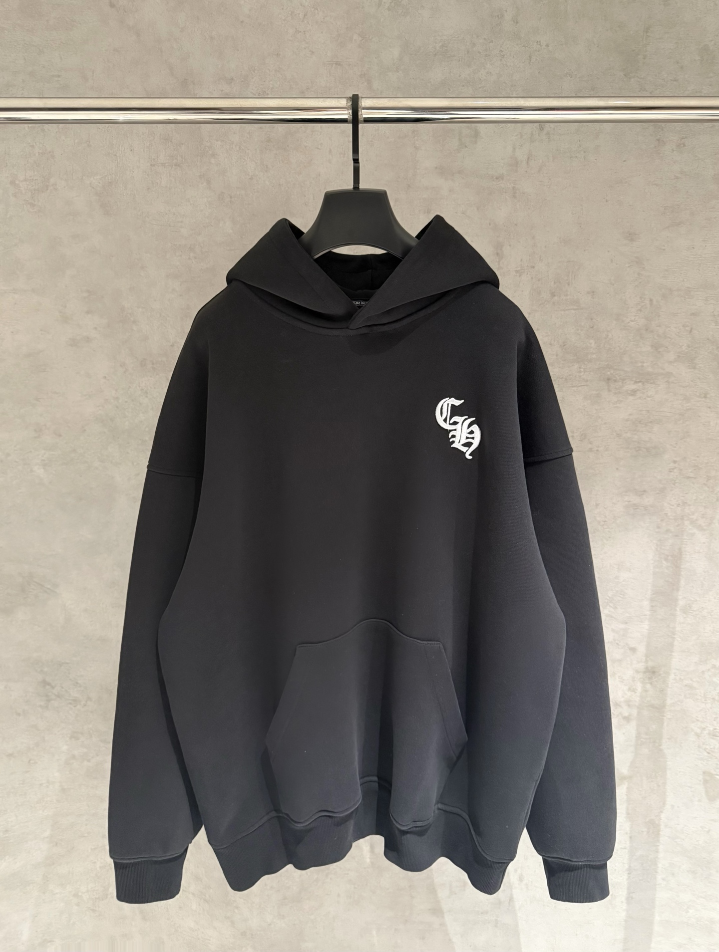 Chrome Hearts Long Sleeve Pullover Hoodie, Heavyweight Cotton, Relaxed Fit