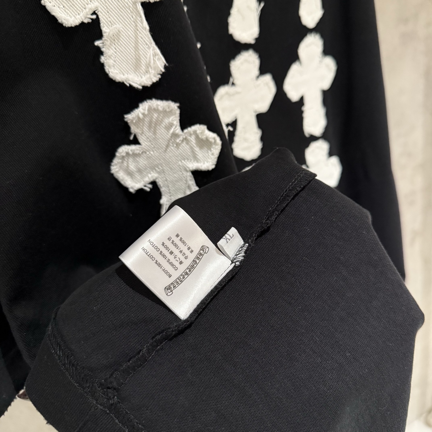 【严控品质】CH克罗心新款贴布绣半袖T恤 重磅340克双纱面料 前幅立体绣 后幅贴布绣 满满潮流元素 整