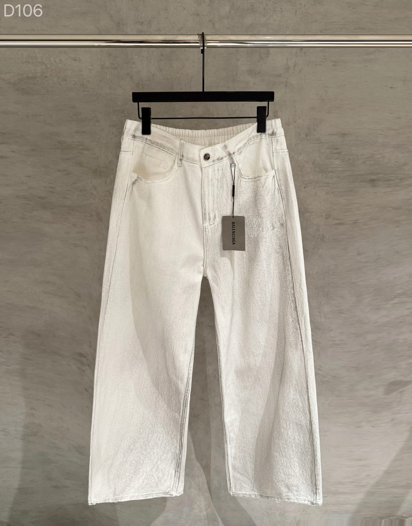 Balenciaga 严控品质BAl 巴黎世家白色废土风做旧牛仔裤
