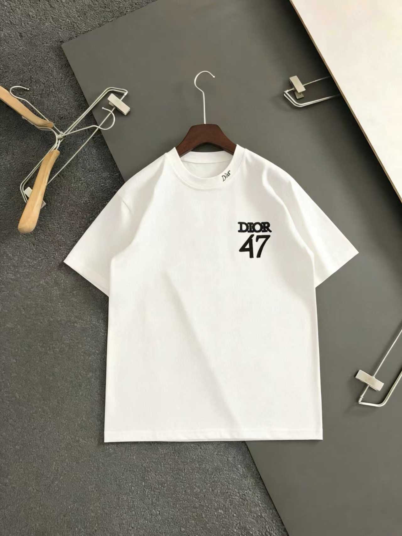 P90 Dior Classic bordado de letras, bordado de cuello personalizado 32 hilos doble hilo puro algodón S--XXL 5 tallas
