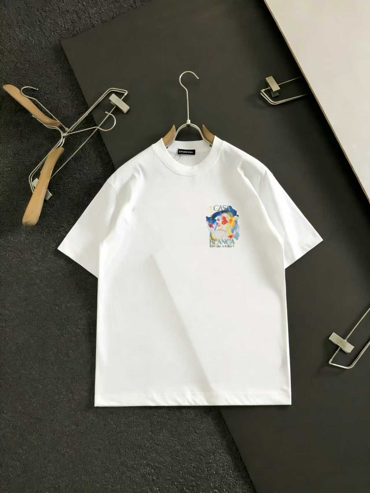 P75 《𝙉𝙚𝙬♈️ Casablanca》🏖卡萨布兰卡 25SS nueva colección camiseta de manga corta con estampado de tinta blanca conexión ga…