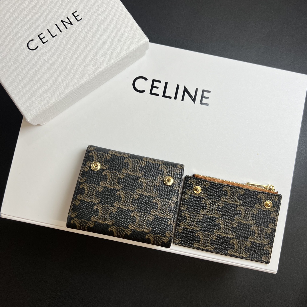 Celine Triomphe Metal Button Wallet: Stylish, Compact, Durable Design for Everyday Use - 图片 4
