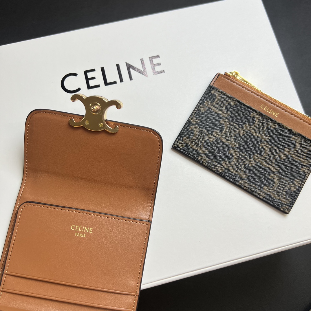 Celine Triomphe Metal Button Wallet: Stylish, Compact, Durable Design for Everyday Use - 图片 5