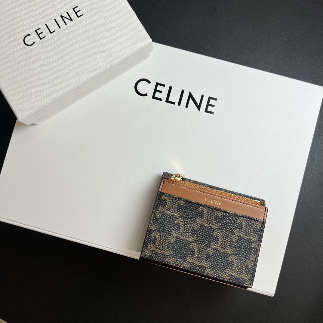 Celine Triomphe Metal Button Wallet: Stylish, Compact, Durable Design for Everyday Use - 图片 2