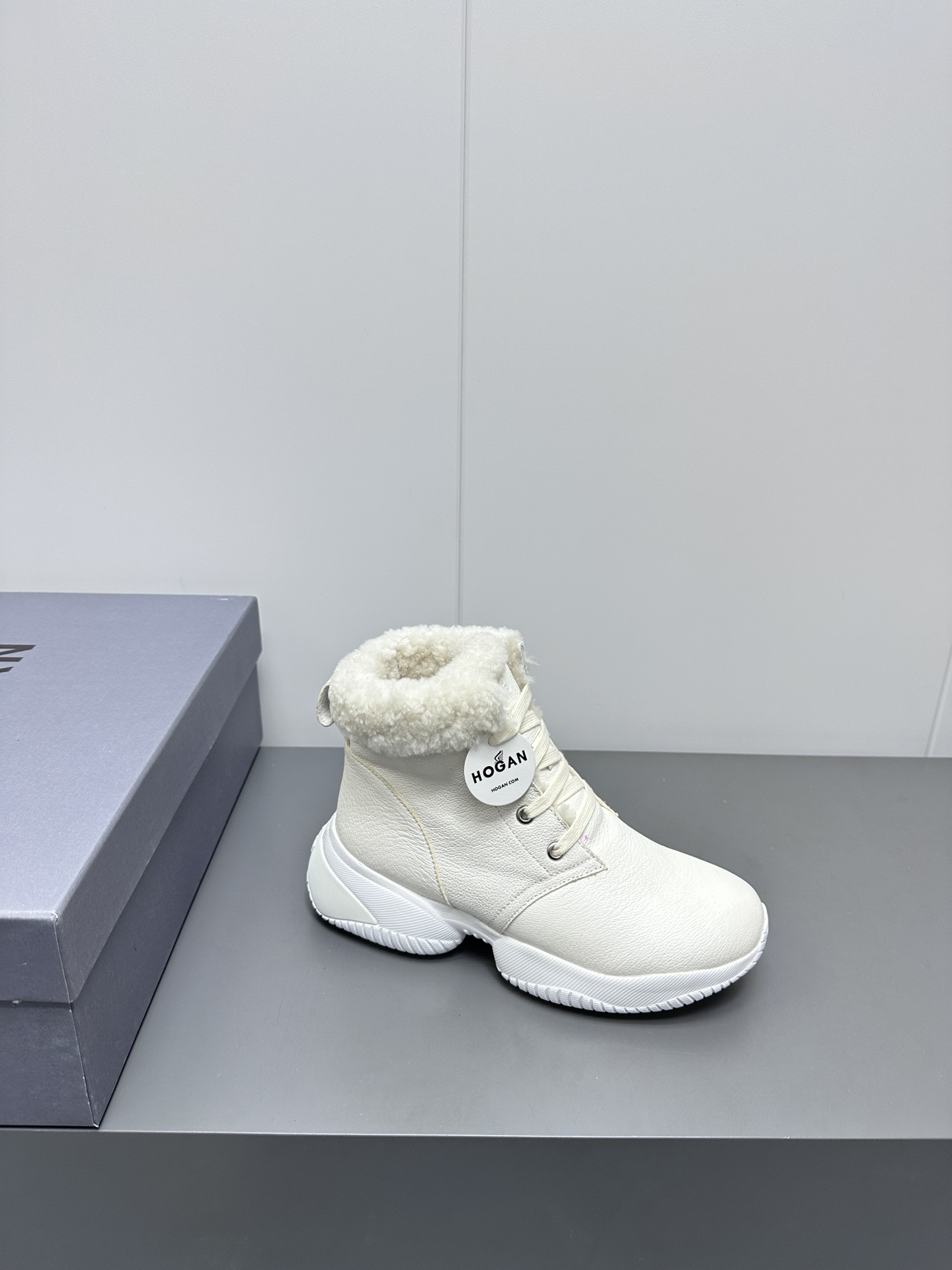 HOGAN P1025 Combat Winter Boots with Wool and Leather, Memory Foam Insole - 图片 6