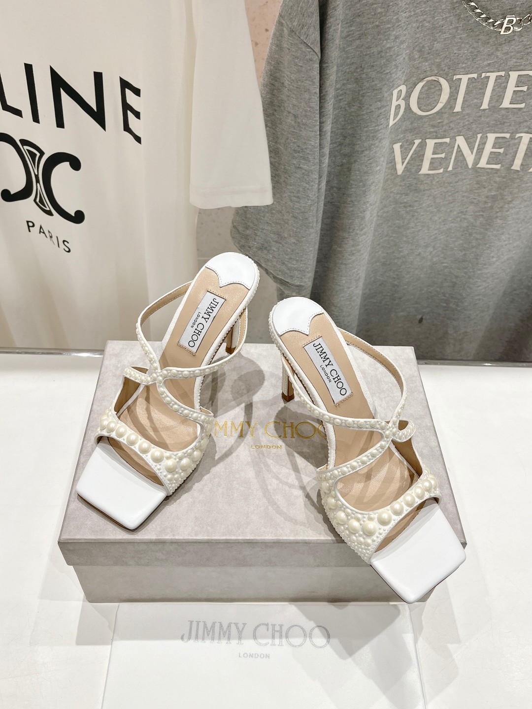 高版本出厂 JIMMY CHOO*｜JC/吉米周ss夏季新款珍珠高跟拖鞋原版套楦，完美的线条，简约大气上