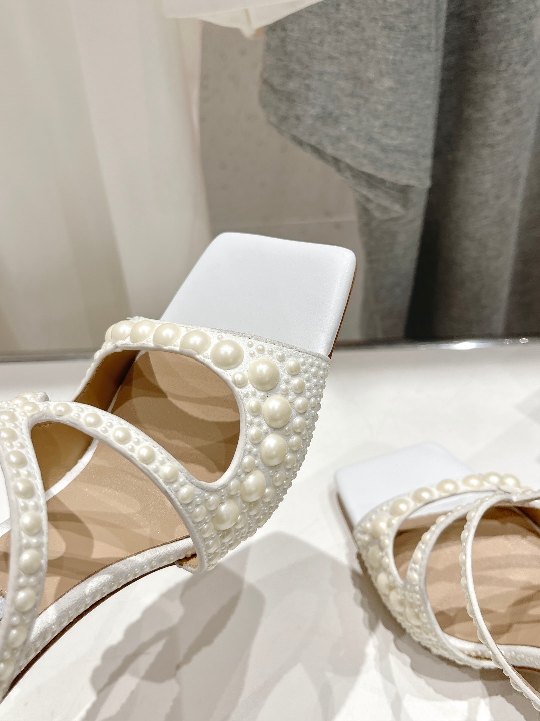 高版本出厂 JIMMY CHOO*｜JC/吉米周ss夏季新款珍珠高跟拖鞋原版套楦，完美的线条，简约大气上