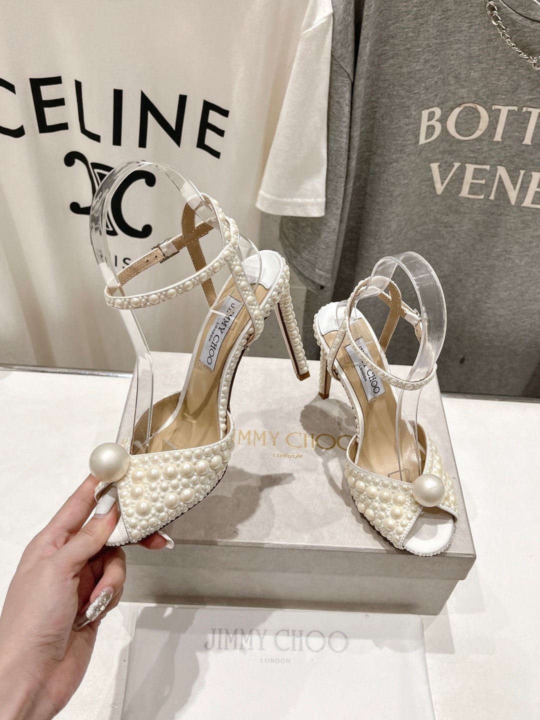 高版本出厂 JIMMY CHOO*｜JC/吉米周ss夏季新款珍珠高跟凉鞋原版套楦，完美的线条，简约大气上