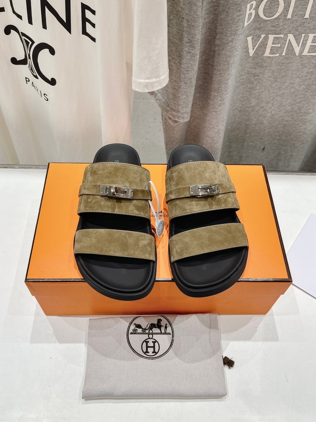 Hermes Shoes Slippers Unisex Sheepskin TPU Spring/Summer Collection
