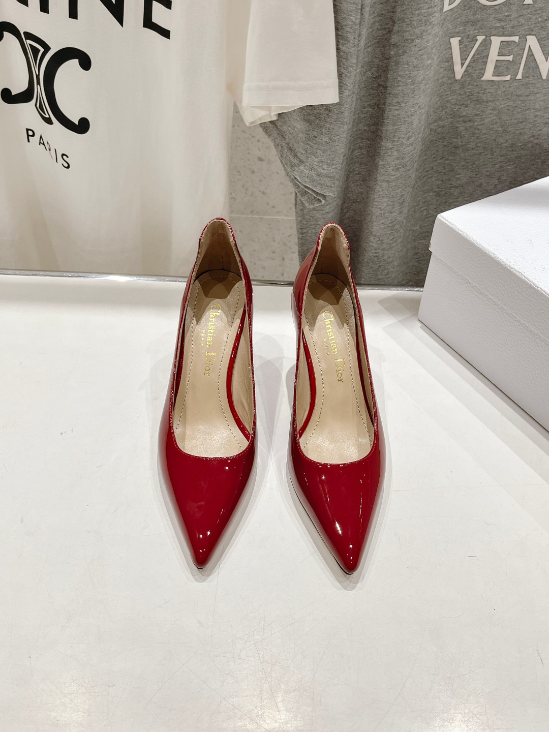 Dior High Heel Pumps Single Layer Shoes Genuine Leather Patent Sheepskin Fall Collection