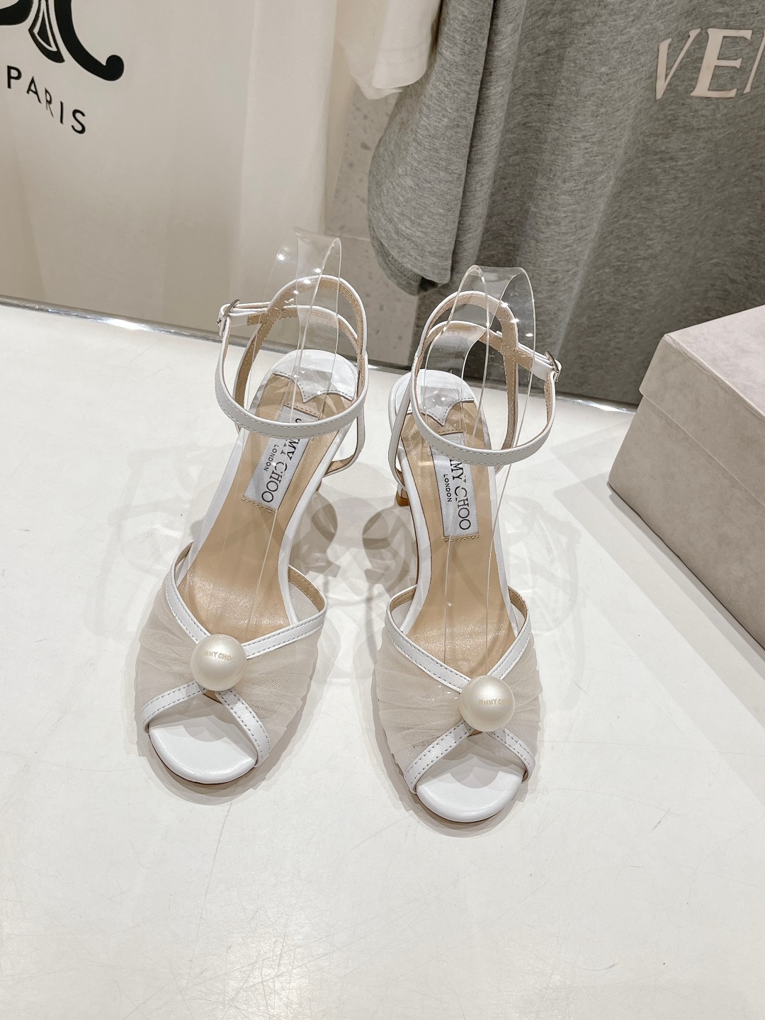 Jimmy Choo Scarpe con Tacco Alto Sandali Garza Cuoio genuino Pelle di pecora Collezione estiva