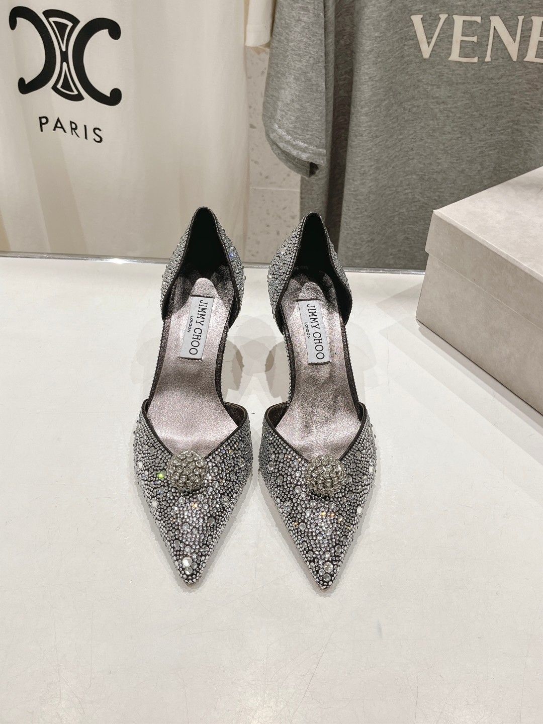 高版本出厂 JIMMY CHOO*｜JC/吉米周ss夏季新款简约小猫跟尖头烫钻高跟鞋单鞋原版套楦，完美的