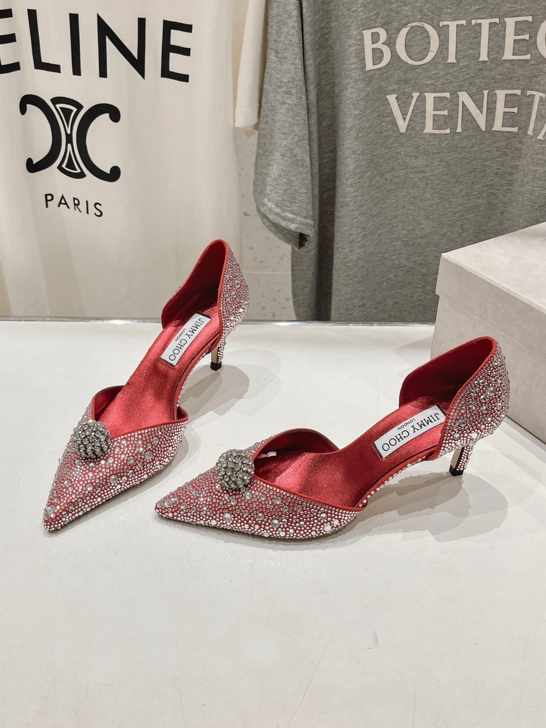 高版本出厂 JIMMY CHOO*｜JC/吉米周ss夏季新款简约小猫跟尖头烫钻高跟鞋单鞋原版套楦，完美的