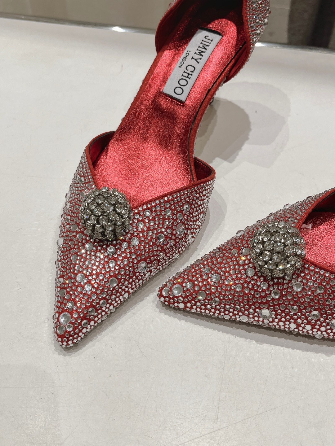 高版本出厂 JIMMY CHOO*｜JC/吉米周ss夏季新款简约小猫跟尖头烫钻高跟鞋单鞋原版套楦，完美的