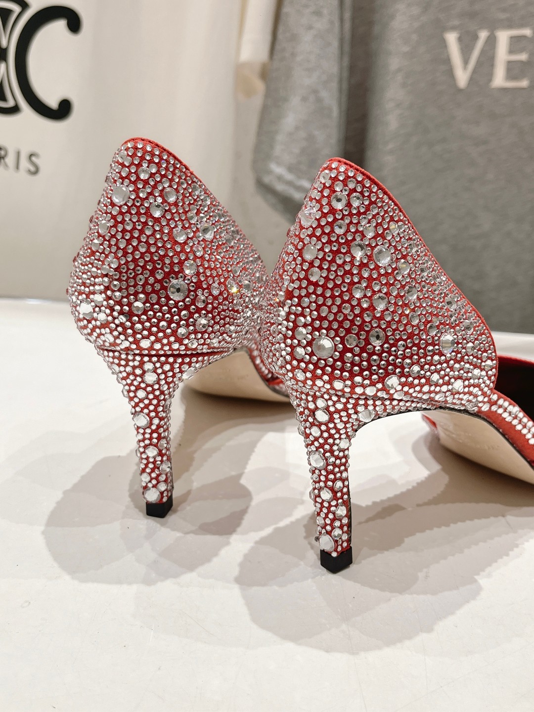 高版本出厂 JIMMY CHOO*｜JC/吉米周ss夏季新款简约小猫跟尖头烫钻高跟鞋单鞋原版套楦，完美的