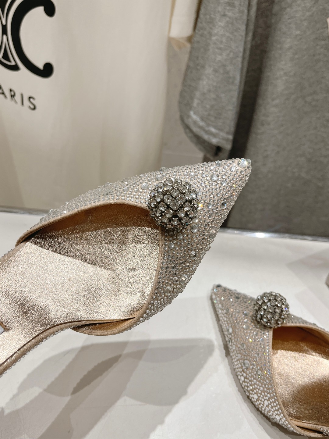 高版本出厂 JIMMY CHOO*｜JC/吉米周ss夏季新款简约小猫跟尖头烫钻高跟鞋单鞋原版套楦，完美的