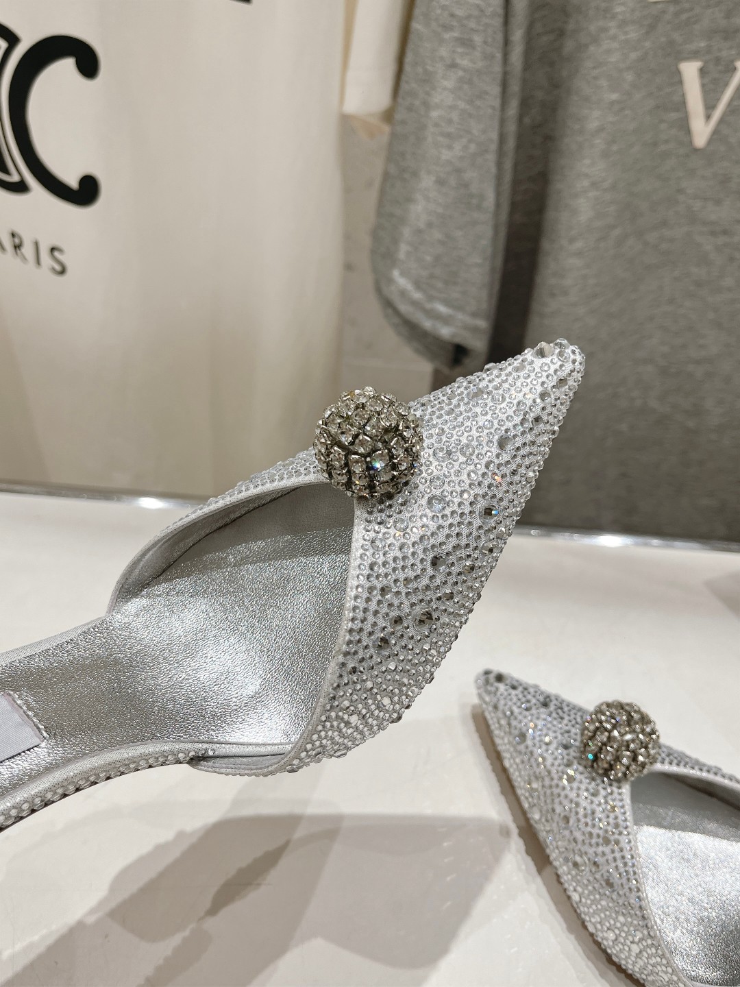 高版本出厂 JIMMY CHOO*｜JC/吉米周ss夏季新款简约小猫跟尖头烫钻高跟鞋单鞋原版套楦，完美的