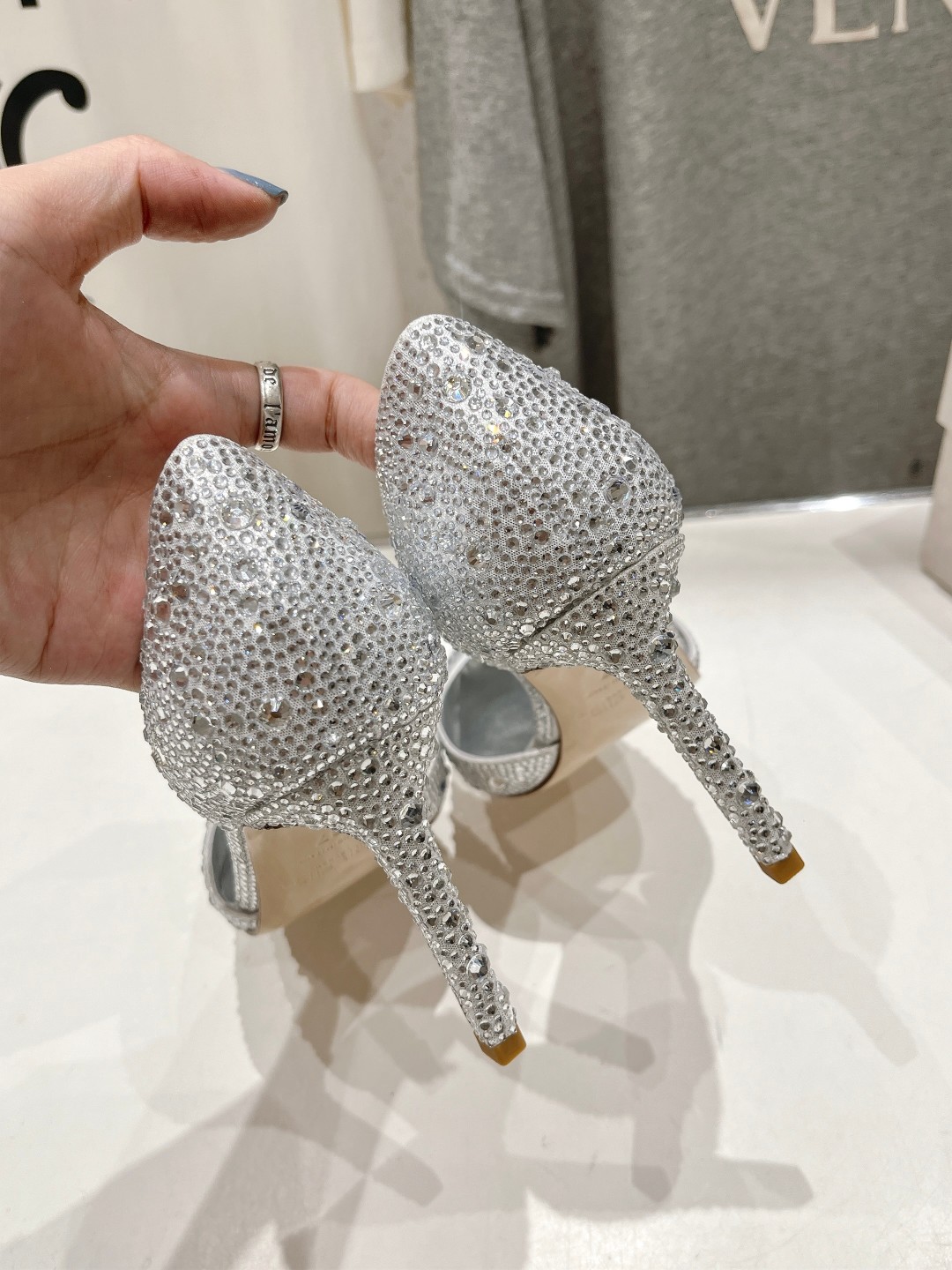 高版本出厂 JIMMY CHOO*｜JC/吉米周ss夏季新款简约小猫跟尖头烫钻高跟鞋单鞋原版套楦，完美的