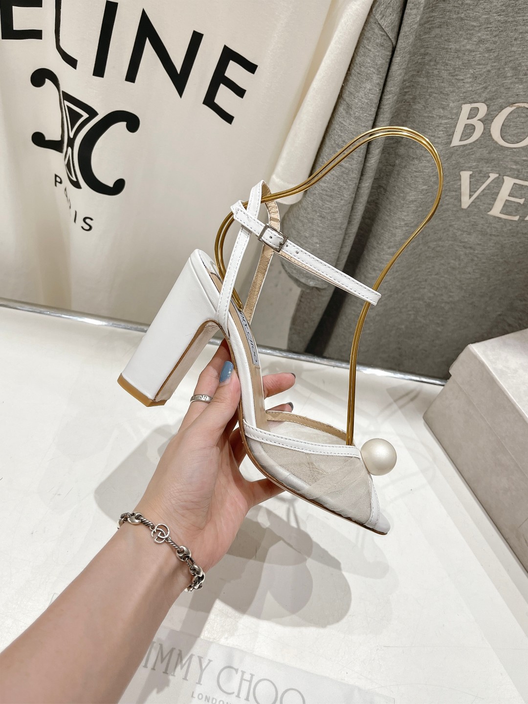 高版本出厂 JIMMY CHOO*｜JC/吉米周ss夏季新款珍珠高跟凉鞋原版套楦，完美的线条，简约大气上